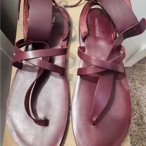 Free People Deep Red Strappy Sandals